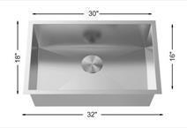 L-UZ105X-ZR Handmade Undermount Kitchen Sink – Single Bowl (Zero Radius) 32